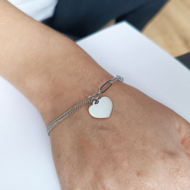 Dámský ocelový náramek na gravírování SRDCE