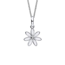 Dětský stříbrný náhrdelník D for diamond, Daisy Flower