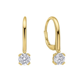 Luxusní náušnice Double Claw Solitaire Hook gold plated