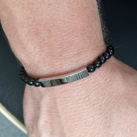 Pánský ID náramek s černým achátem 