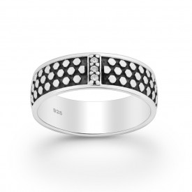 Pánský stříbrný prsten CZ Oxidized