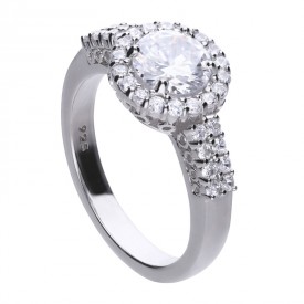 Prémiový stříbrný prsten se syntetickými diamanty