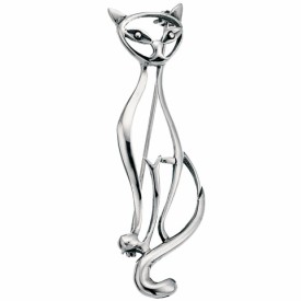Stříbrná brož - kočka