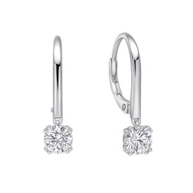Stříbrné náušnice Double Claw Solitaire Hook Diamonfire