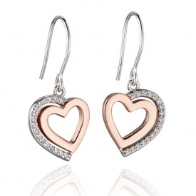 Stříbrné náušnice Fiorelli silver two heart