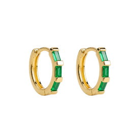 Stříbrné náušnice kruhy gold plated Emerald
