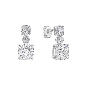Stříbrné náušnice Radiant Oval Drop Diamonfire