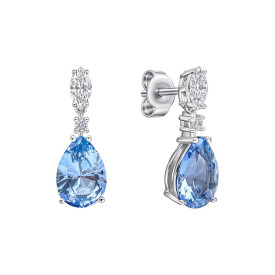 Stříbrné náušnice Teardrop Marquise Blue Diamonfire
