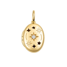 Stříbrný medailon Noční obloha Gold plated