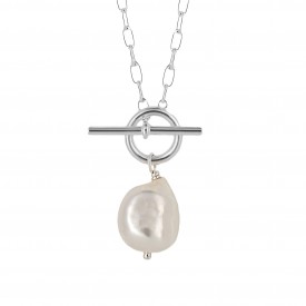 Stříbrný náhrdelník Pearl T-Bar