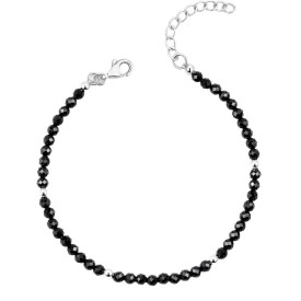 Stříbrný náramek černý spinel