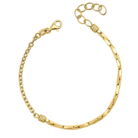 Stříbrný náramek gold plated Snake Texture