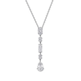 Stříbrný přívěsek Elongated Half Bezel Diamonfire