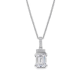 Stříbrný přívěsek Emerald Cut Half Bezel Diamonfire