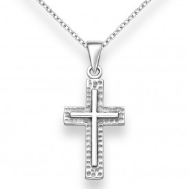 Stříbrný přívěsek Oxidized Hammered Cross