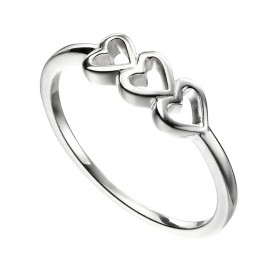 Stříbrný  prsten tři srdce