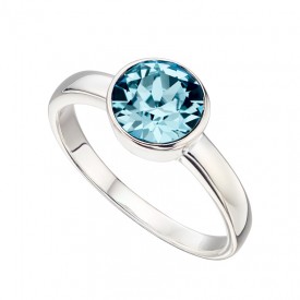Stříbrný prsten s kamenem narození - Březen - akvamarín