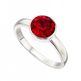 Stříbrný prsten s kamenem narození - Červenec - rubín