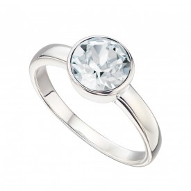 Stříbrný prsten s kamenem narození - Duben - krystal