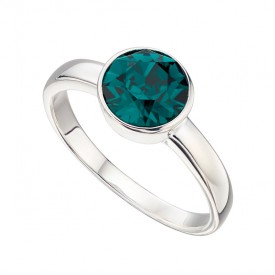 Stříbrný prsten s kamenem narození - Květen - smaragd