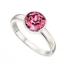 Stříbrný prsten s kamenem narození - Říjen - růžový zirkon