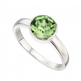 Stříbrný prsten s kamenem narození - Srpen - zelený peridot