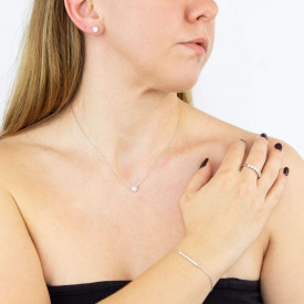 Stříbrné náušnice Cubic Zirconia Rhodium plated