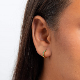 Stříbrné náušnice Crystal Hoop Gold Green