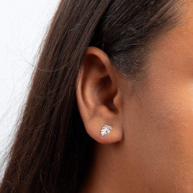 Stříbrné náušnice Monstera Leaf 