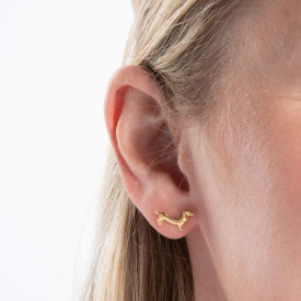 Stříbrné náušnice Gold plated Jezevčík