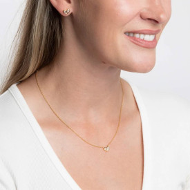 Stříbrný náhrdelník gold plated CZ srdce