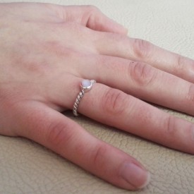 Stříbrný prsten (ůžová perleť)