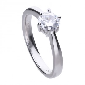 Zásnubní stříbrný prsten se syntetickým diamantem