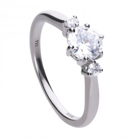 Zásnubní stříbrný prsten se syntetickými diamanty