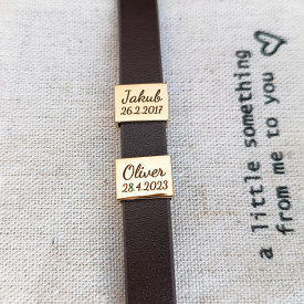 Pánský kožený náramek na gravírování ID  GOLD, ROSE GOLD, SILVER